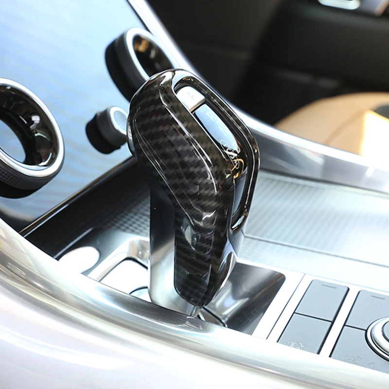 Carbon Fiber Style Car Gear Shift Head Cover Trim Decal For Land Rover