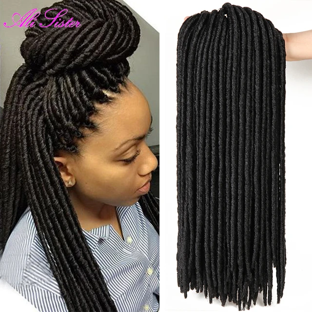 Faux col crochet noir dreadlocks cheveux Synthétique Crochet Tresse cheveux Havana Mambo Faux Locs Tissage 18
