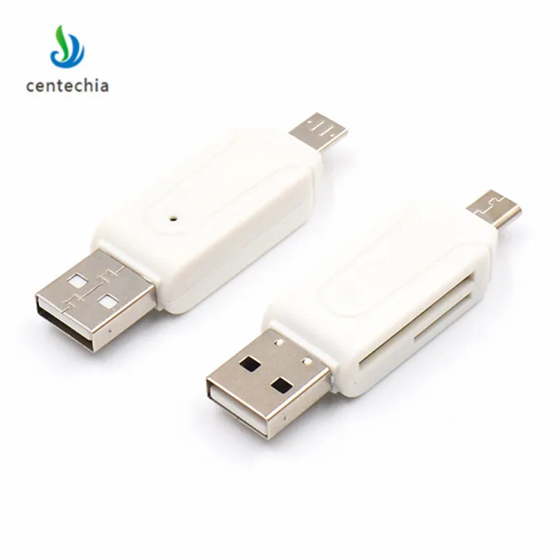 5 Colors Micro USB Card Reader 2 In 1 USB OTG Adapter Universal Micro USB TF SD Card Reader Random Color Phone Extension Headers