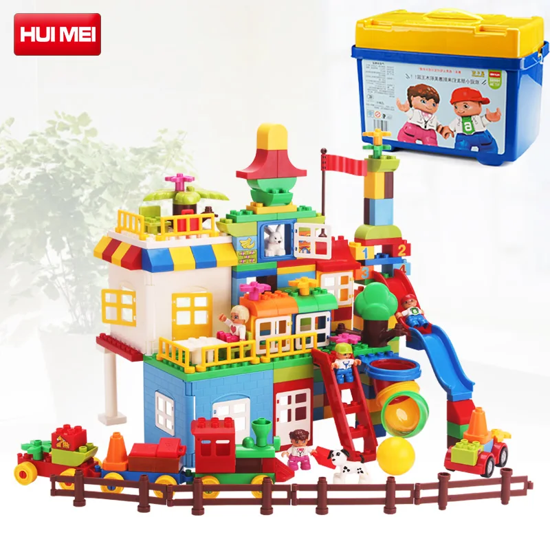 

HM182 amusement park BIG building blocks set train Minifigures Building Blocks Bricks Toys Compatible With Leping Duploe