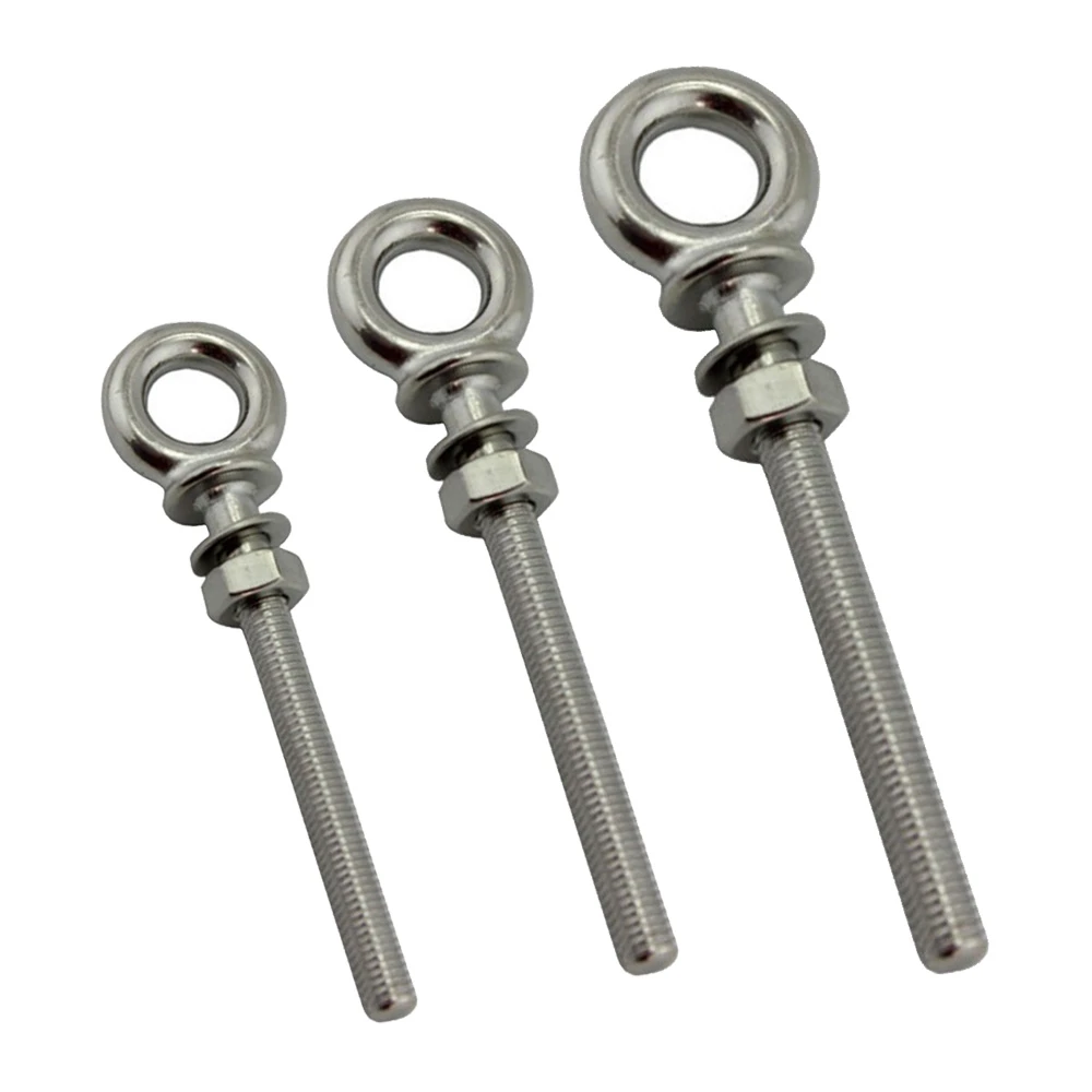 Dimensions : M8x80mm 4 pcs M660/M880/M10100mm Lifting Eye Bolt 316 Stainless Steel with Nuts Swing Eyebolts Ring Hook Bolt Screw Fasterners 