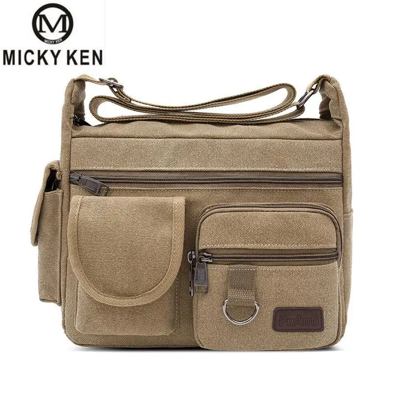 

Fashion Bag Men Women Canvas Zipper Shoulder Bag High Quality Messenger Bags Black Khaki Brown Color Handbag Travel Bolso Hombre