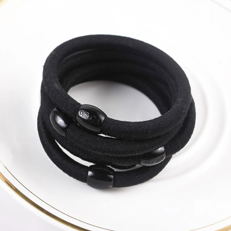 4 шт./лот модное черное кольцо эластичное кольцо резинки для прически "конский хвост" для девочек Женская резинка для волос ненаполненная резиновая смесь инструменты для волос аксессуары
