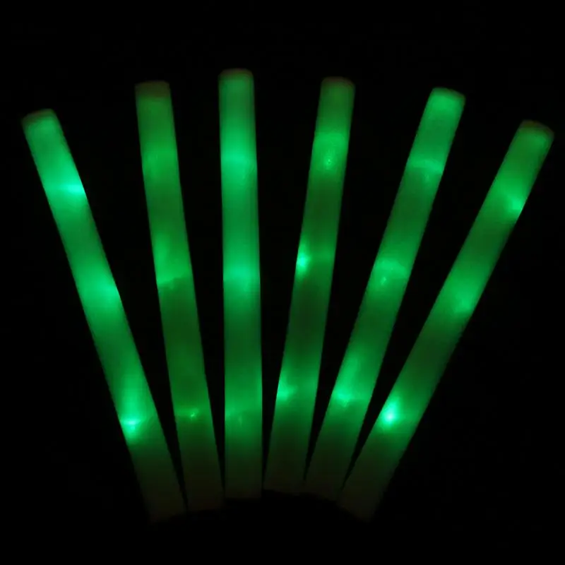 30PCS LED Light Up Foam Sticks Rally Rave Cheer Tube Soft Glow Sponge