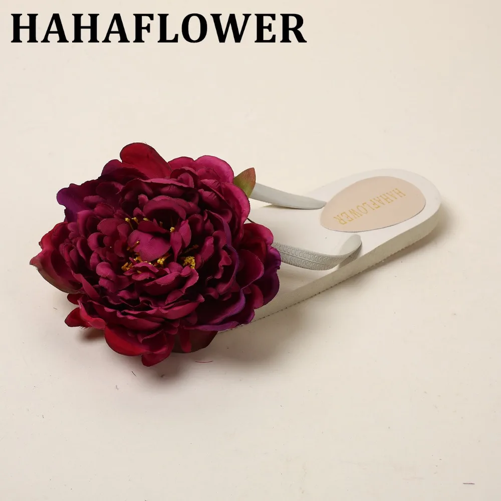 HAHAFLOWER/Лидер продаж года; Новая модная летняя обувь; женские шлепанцы; женские сандалии 16 см с цветами; сандалии на плоской подошве; Нескользящие тапочки; большие размеры