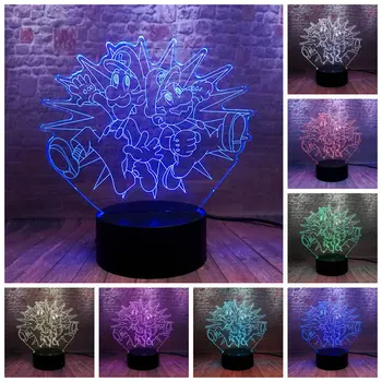 

Super Mario Bros Anime Figuras Model 3D Nightlight LED 7 Colors Changing Light Luigi Mario Cartoon action & toy figures