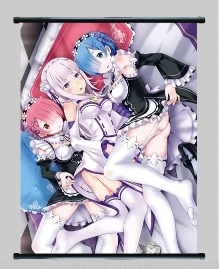 Аниме Re Zero kara Hajimeru Isekai Seikatsu Rem Ram Emilia настенный свиток 40x60 см|scroll poster|wall scrollposter wall