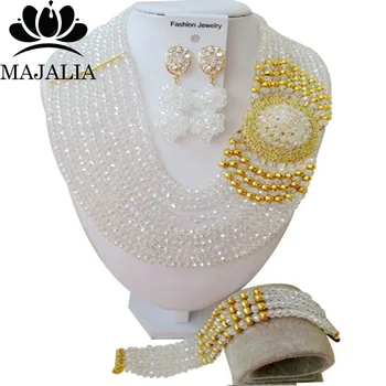 

Fashion african jewelry set Clear AB nigerian wedding african beads jewelry set Crystal Free shipping Majalia-410