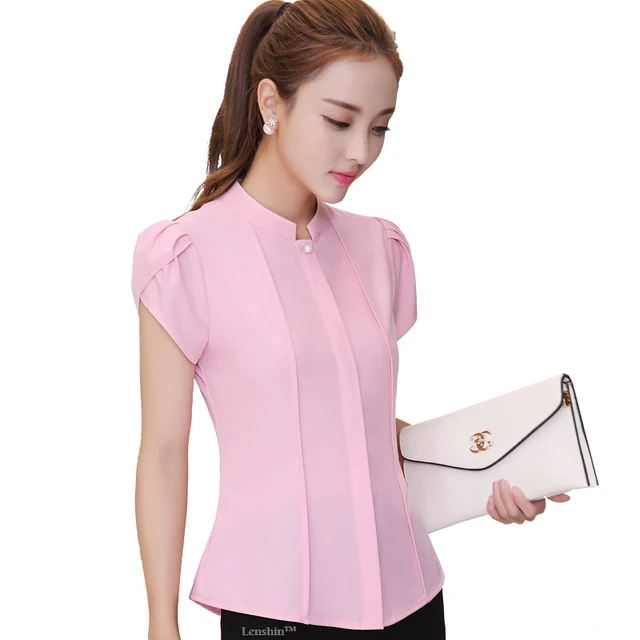 Petal Sleeve Blouse Femme Pink Shirts Casual Style New