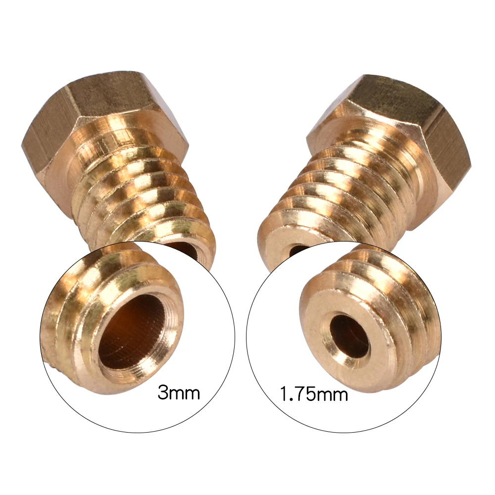 3D V6 латунная насадка 0,2 0,25 0,3 0,4 0,5 0,6 0,8 1 мм для 3D V5 V6 J-head Hotend 1,75 мм 3 мм нить накаливания экструдер для 3D-принтеры Запчасти