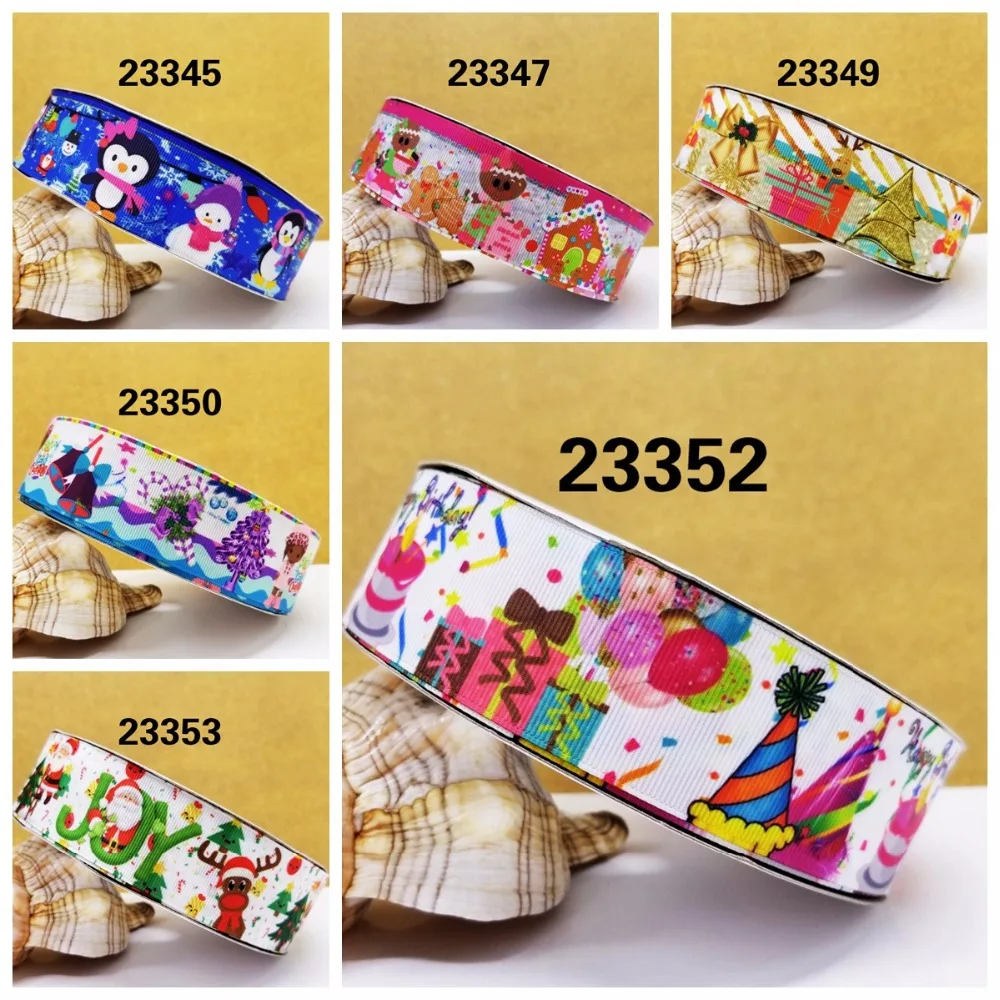 

Free shipping 50 yard per size christmas ribbon printed grosgrain ribbon 23353