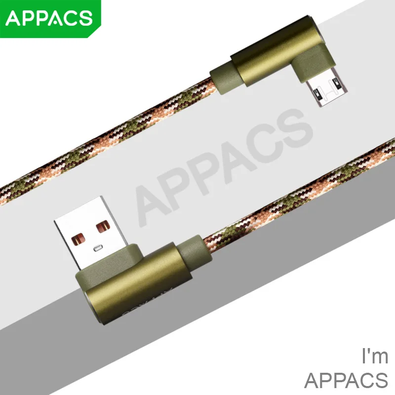 APPACS Micro USB кабель быстрое зарядное устройство 5V2.A 1 м нейлоновая оплетка кабель синхронизации данных и зарядки для samsung Камуфляж Плетеный USB кабель