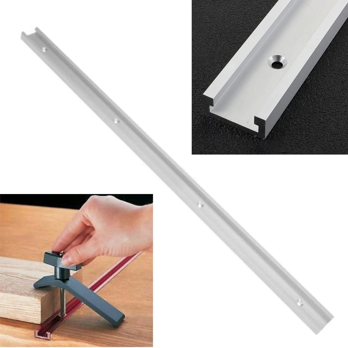 1pc Silver T-tracks Aluminum Slot Miter Track Jig Fixture for Router Table Bandsaws Mayitr Woodworking Tool Length 600mm