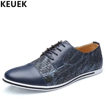 

Plus size 38-50 Fashion Men Shallow mouth Lace Up Flats High quality Breathable Leather Casual shoes Male Sneakers Loafers 033