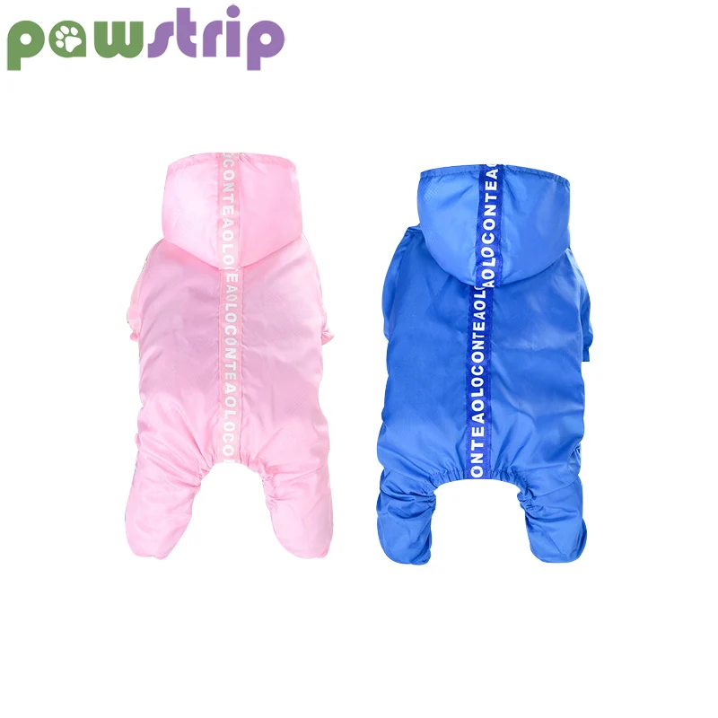 

pawstrip 4 Colors Pet Dog Raincoat Waterproof Dog Clothes Small Dog Clothing Puppy Hoodie Jumpsuit Outfit Poodle Bulldog XS-XXL