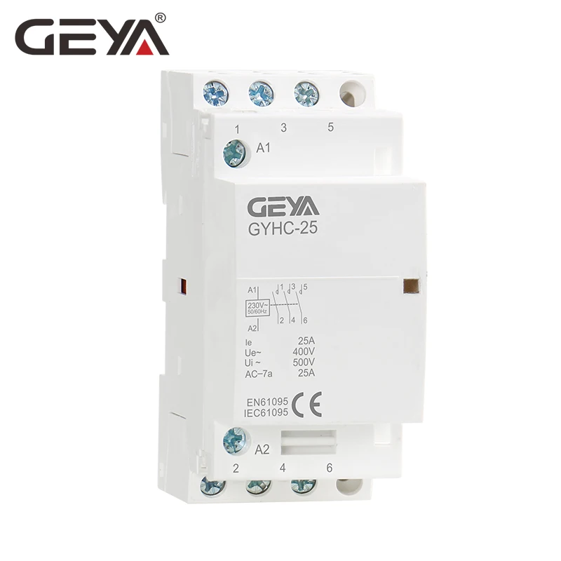 

Free Shipping GEYA GYHC Din Rail 3P 25A 3NO AC Contactor Household Automatic Control 50/60Hz 220V Contactor