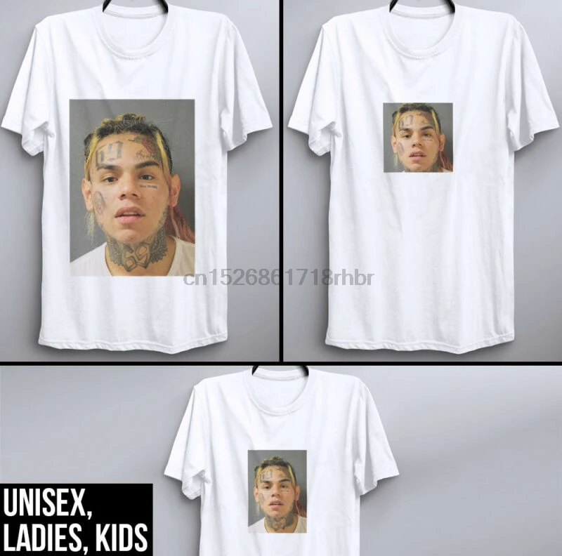 

6ix9ine T Shirt Mugshot Streetwear clothing rap rapper hip hop Tekashi69 day69