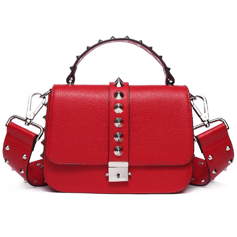 

2018 Autumn All-match Luxury Genuine Leather Women Shoulder Bags Rivet Woman Soft Bag Handbags High Quality Designer Handbags