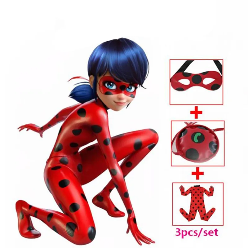 

Ladybug Girls Cosplay Costumes Halloween Christmas Costumes For Girls Wig Kids Ladybug Marinette Cosplay Girls Dress