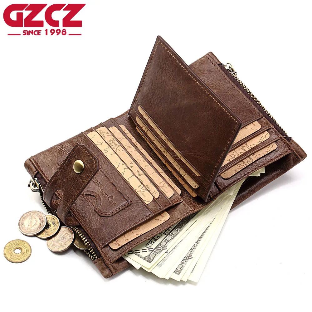 Мужской кошелек GZCZ из натуральной кожи мужской для мелочи маленький клатч с