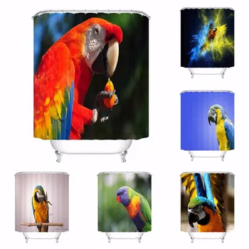 

Custom Dogs Parrot Feathers Animals Waterproof Bathroom Acceptable Shower Curtain Polyester Fabric Bathroom Curtain #180318-11