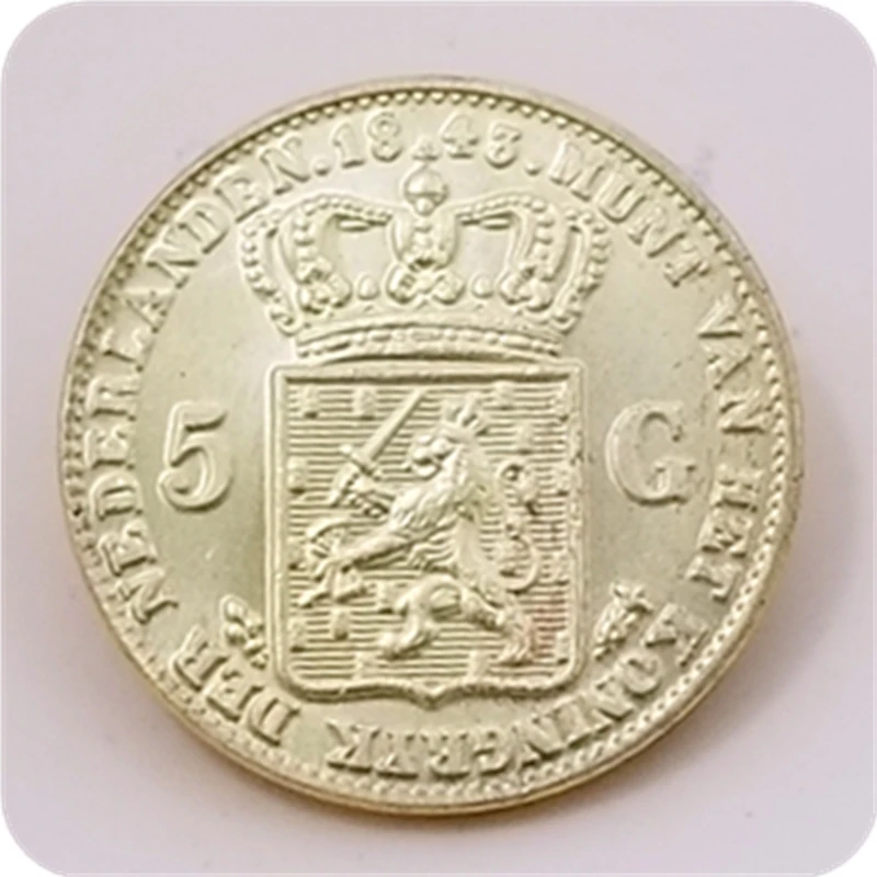 1843 Нидерланды 5 Gulden - Willem II копия монет бесплатная доставка | Дом и сад