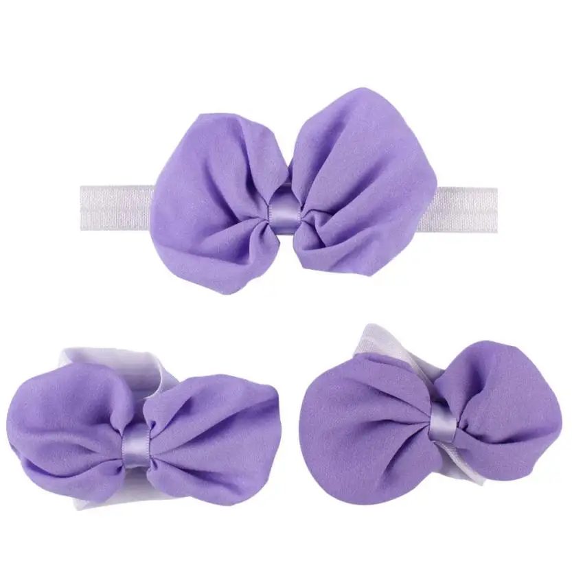 

3 pc Cute Baby Girls Toddler Flower Hairband headband Flower Barefoot Sandal baby girl headbands bebe 0718