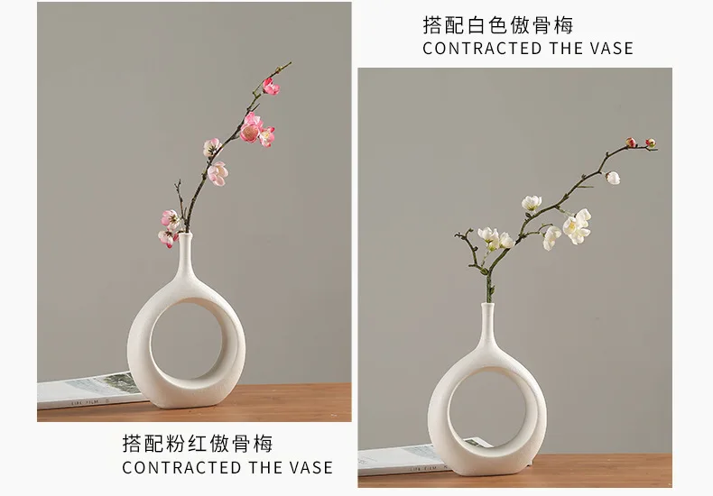 Керамические украшения для дома, белая керамическая ваза, маленький цветок, телевизор, винный шкаф, декоративные вазы