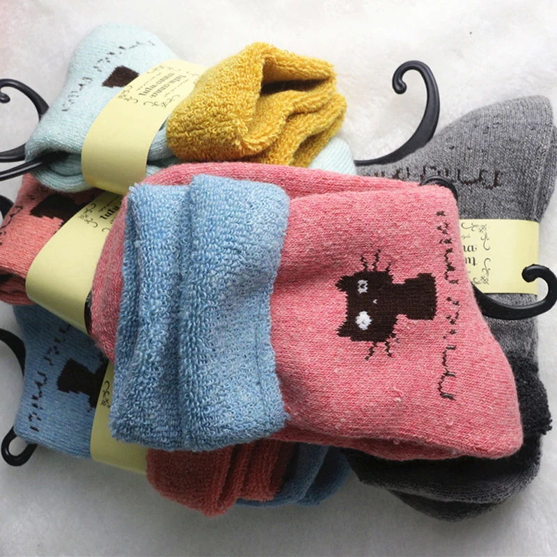 Image 5pair lot Winter New Pattern Search Mouth Socks Cashmere Socks Lovely In Tube Socks Leisure Time Woman Socks Short Boot Socks