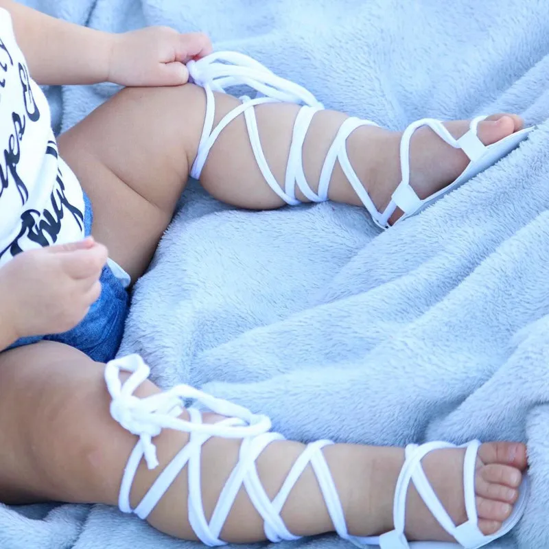 

CANIS Newborn Infant Baby Girl Leather Bandage Shoes Summer Soft Sole Flat Shoes Costume