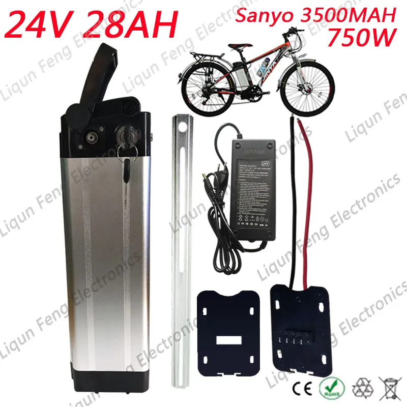 Top Free customs fee lithium battery 24V 28AH silver fish 750W 24V Battery use Sanyo 3500mah cell 30A BMS with 2A Charger 0 Top Free customs fee lithium battery 24V 28AH silver fish 750W 24V Battery use Sanyo 3500mah cell 30A BMS with 2A Charger 0