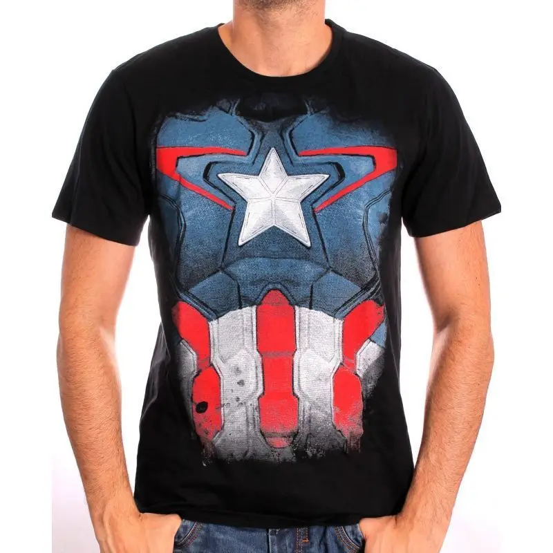OFFICIAL MARVEL'S CAPTAIN AMERICA SUIT/ COSTUME BLACK T-SHIRT (BRAND NEW) 2018 New Arrival Men T Shirt Fashion | Мужская одежда