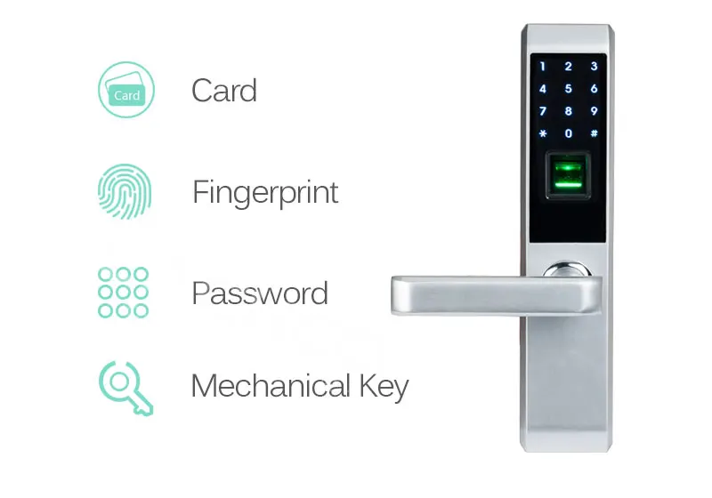 Lachco 2019 Biométrico Eletrônico Fechadura da Porta de Impressão Digital Inteligente, Código, Cartão, Chave Touch Screen Digital Password Lock para Casa L18008s 4 inteligente impressão digital, código, cartão, chave de