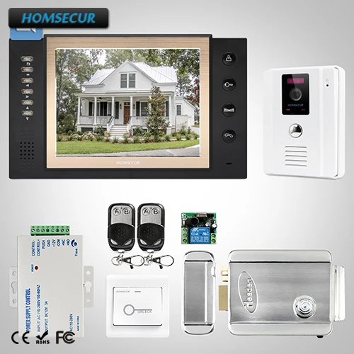 

HOMSECUR 8" Video Door Intercom System with Recording and Photo-taking 12V Electric Lock with Keys Included TC011-W+TM801R-B