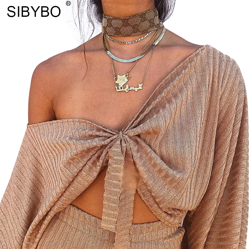 Sibybo Фонари рукавом Свободные укороченный топ Для женщин уличная v образным