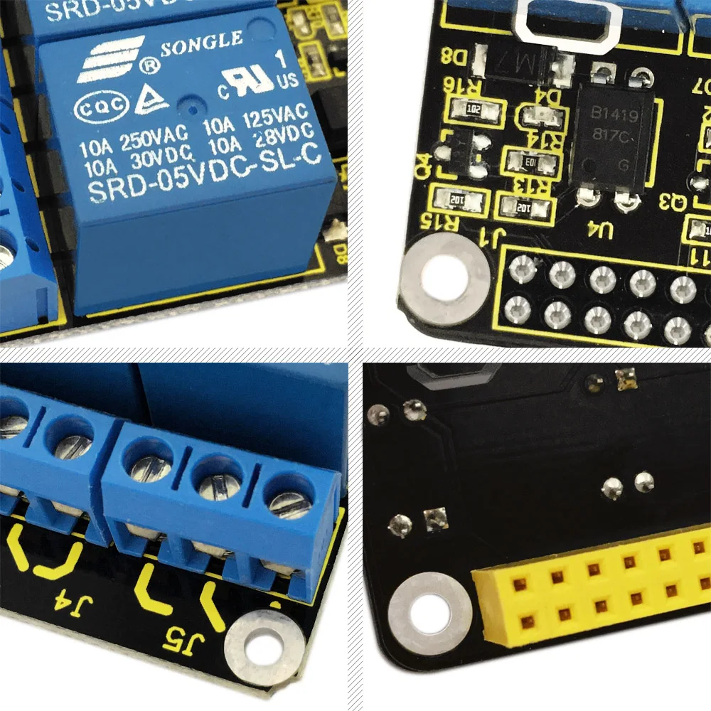 Keyestudio RPI 5V 4-канальный Релейный Щит для Raspberry Pi A+/B+/Raspberry Pi 2/Raspberry Pi 3 Модель B, удовлетворяющий стандартам ЕС/Сертификация