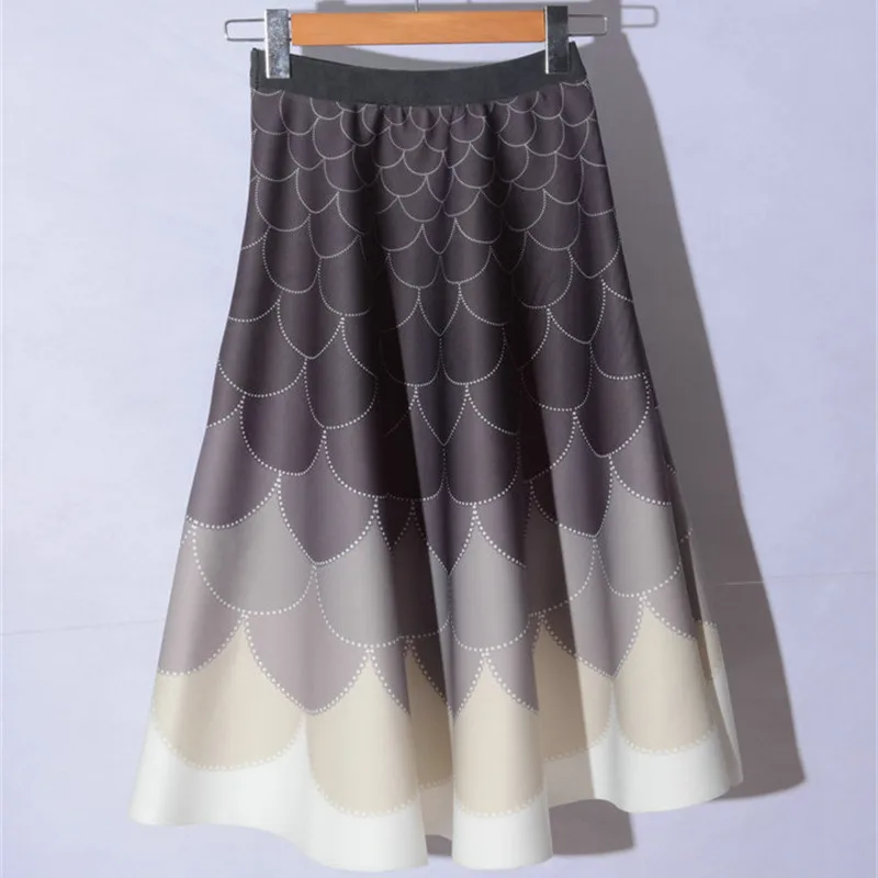 Женская юбка в полоску LUO SHA элегантная до колена с 3D принтом Осень зима|women skirt