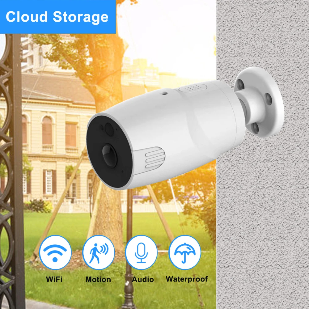 

1080P HD WiFi IP Camera Outdoor Wireless Security Battery Charge Camera Audio Surveillance CCTV PIR Motion Detection SD Card