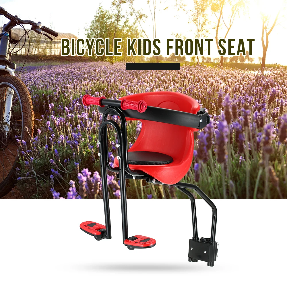 Безопасное Велосипедное детское сиденье, детская переноска из алюминиевого сплава, переднее сиденье, подушка для седла с задней спинкой, педали для ног для детей