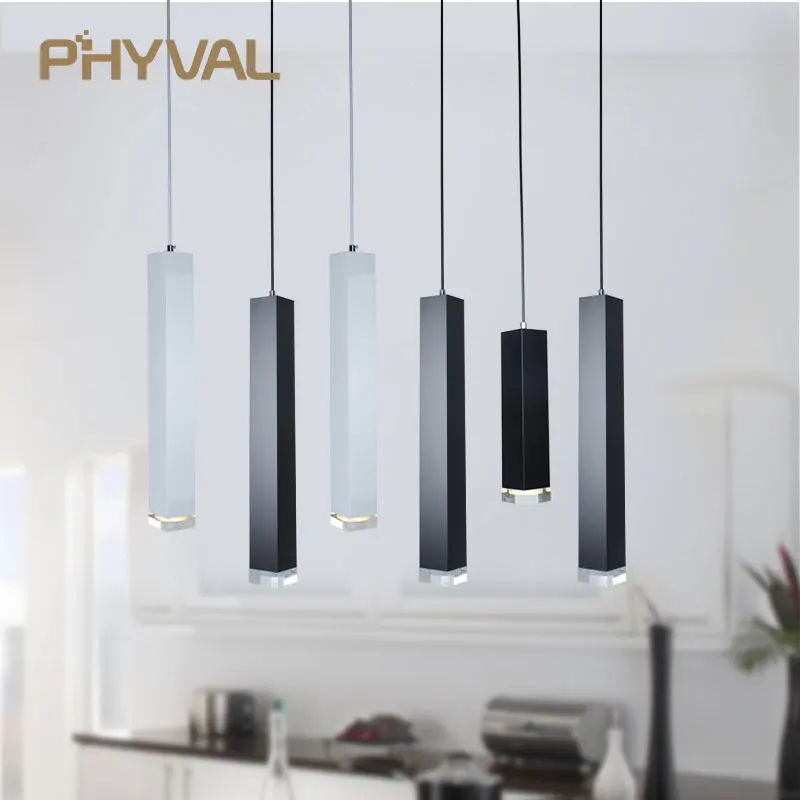 

led Pendant Lamp dimmable Lights Kitchen Island Dining Room Shop Bar Counter Decoration Cylinder Pipe Pendant Lights