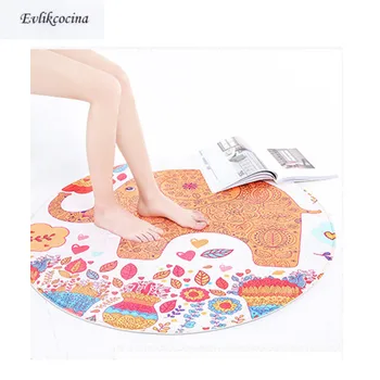 

Free Shiping Cute Elephant Round Carpet Kids Game Rug Non-Slip Baby Crawling Multifunctional Play Tapetes Para Casa Tapis Salon