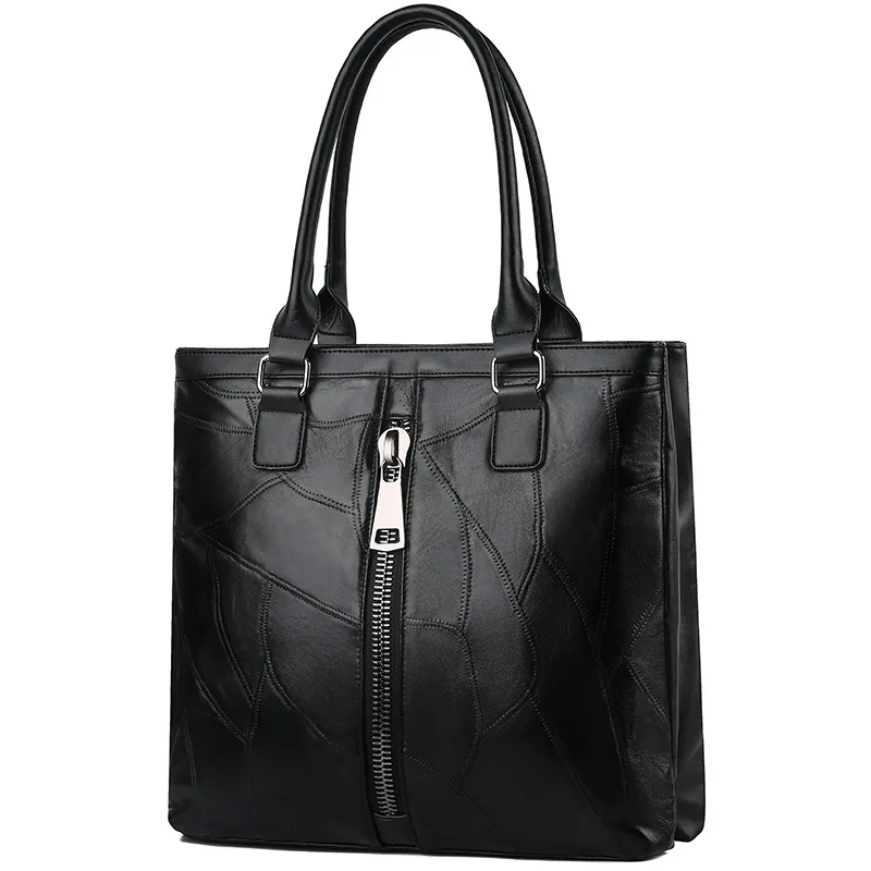 

2019 autumn and winter new leather handbags Europe and the United States tide double leather shoulder bag