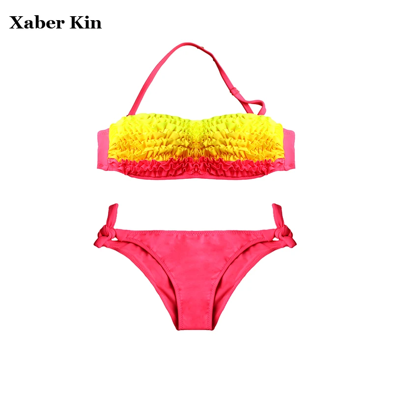 

4-12 years Children Swimwear Falbala Baby Swimsuit Girl Biquini Infantil Menina Summer Cute Beach Wear Girls Swimsuit G1-SW617