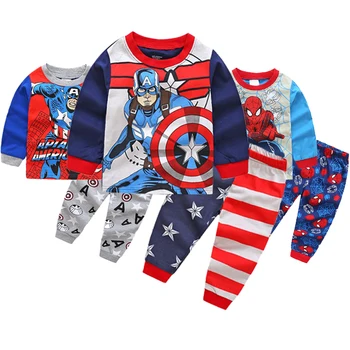 

Boys Pajamas Sets Marvel Movie Hero Captain America Girls Pajamas Clothes Set Children Casual Sleepwear Suit Nightwear Homewear