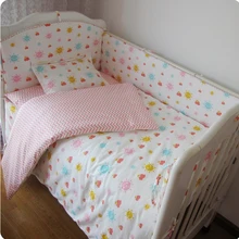 Промо-акция! Комплект из 9 предметов, розовое детское постельное белье, Комплект постельного белья из хлопка, комплекты для кроватки, 4 бампера/простыни/подушки/пододеяльника