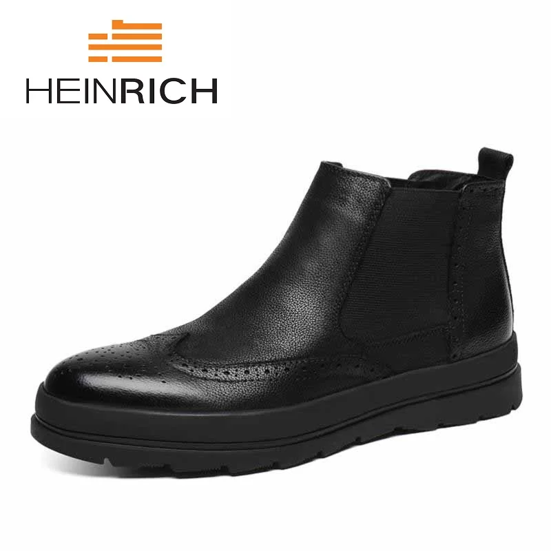 

HEINRICH High Quality Leather Boots Business Formal Dress Autumn Ankle Adult Men Boots Men's Boots Genuine Leather Sapato