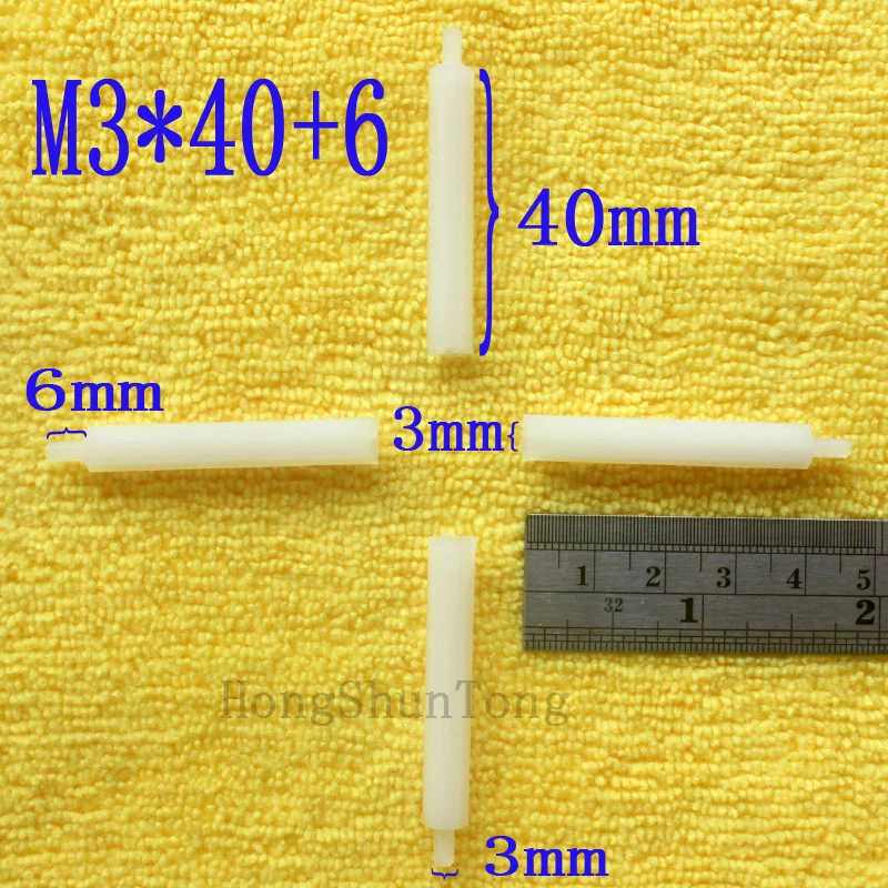 

1Pcs M3*40+6 White Nylon Standoff Spacer Standard M3 Male-Female 40mm Standoff Kit Repair Set High Quality