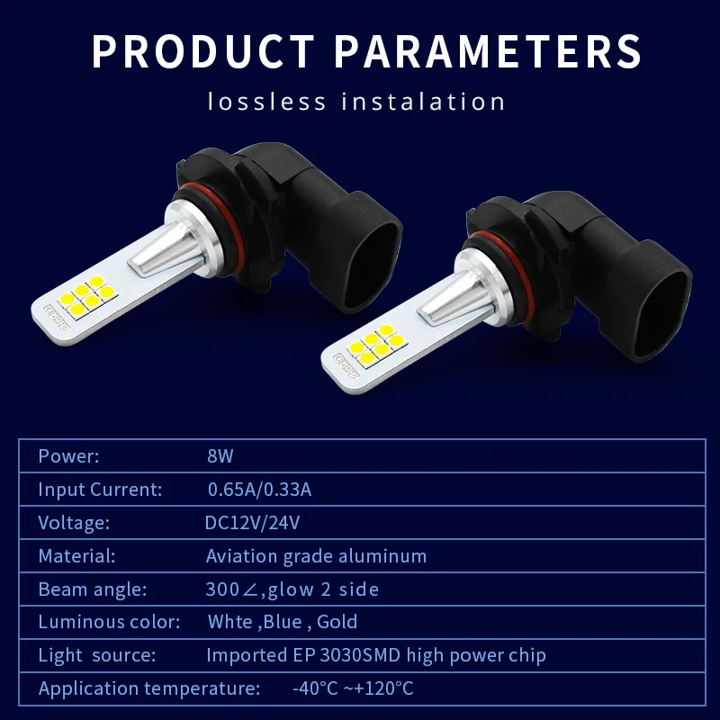 Противотуманные фары NAO H11 LED H3 HB4 H16 H8 H10 8 Вт 9005 лм HB3 3030 автомобисветодиодный