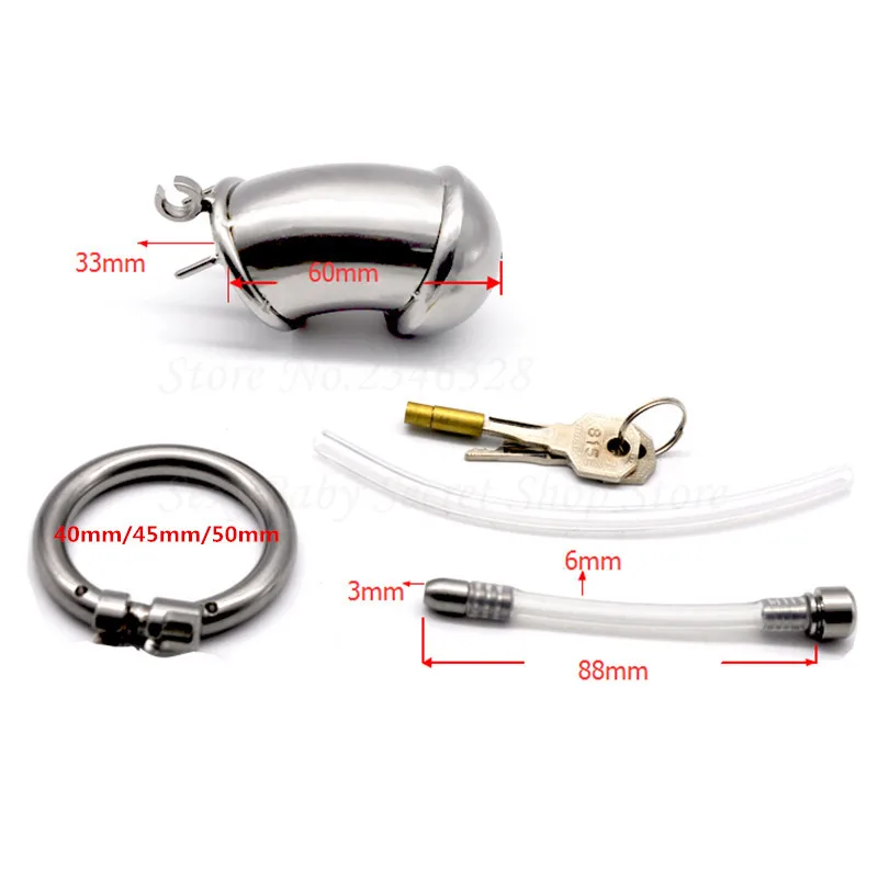 New Stainless Steel Male Chastity Cage with Urethral Catheter Penis Ring Male Chastity Devices Penis Lock Bdsm Sex Toy for Men