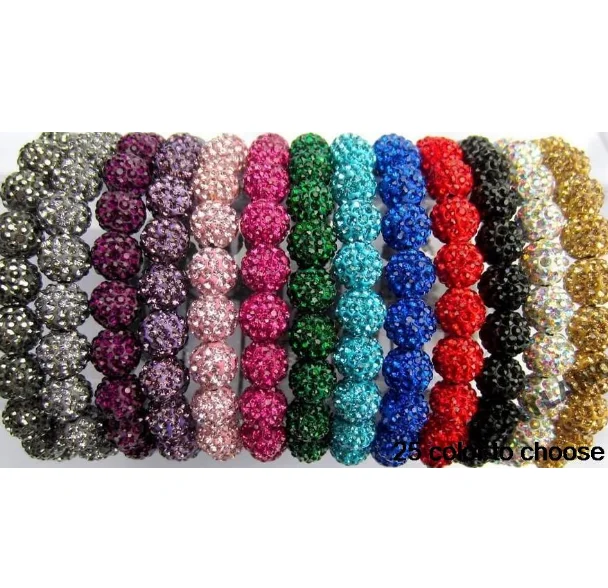 

10mm 5pcs/lot o45467 white multicolor mixed Crystal Disco Pave Ball bead Bracelets Bangles for men women Handmade